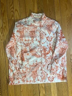 Rani Arabella White Shirt Jacket with Rust Print